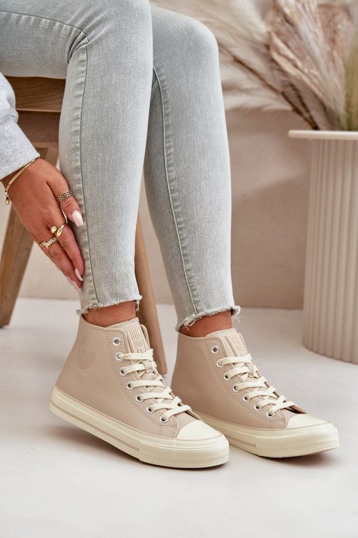 Dámské Tenisky Z Eko Kůže Béžové Big Star OO274934 Dámské Tenisky Z Eko Kůže Béžové Big Star OO274934