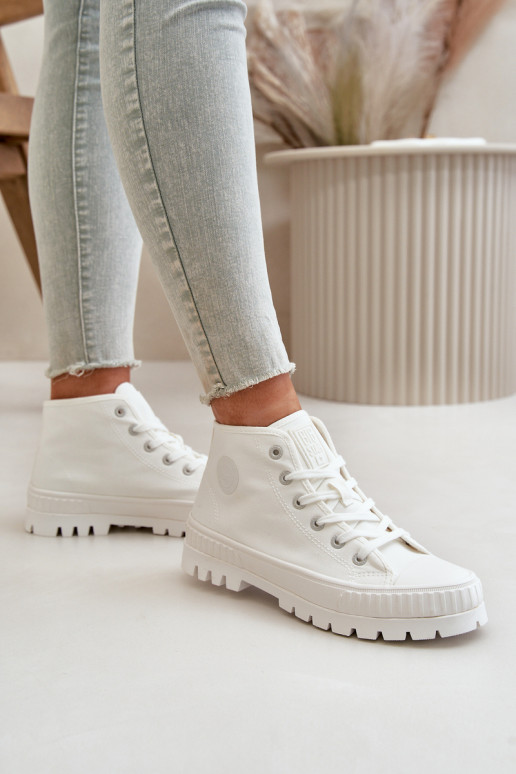 Dámské Tenisky S Kotníkovou Šněrovací Big Star OO274009 Bílé Dámské Tenisky S Kotníkovou Šněrovací Big Star OO274009 Bílé