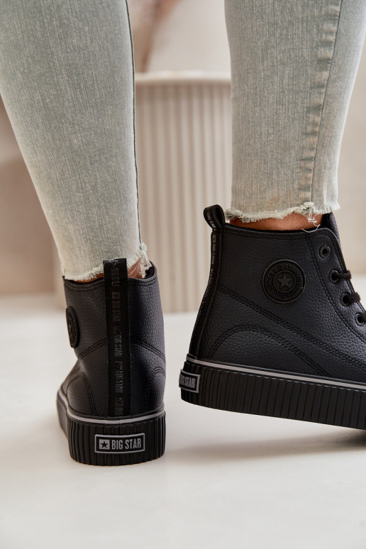 Dámské Zateplené Tenisky Z Eko Kůže Big Star OO274790 Černé