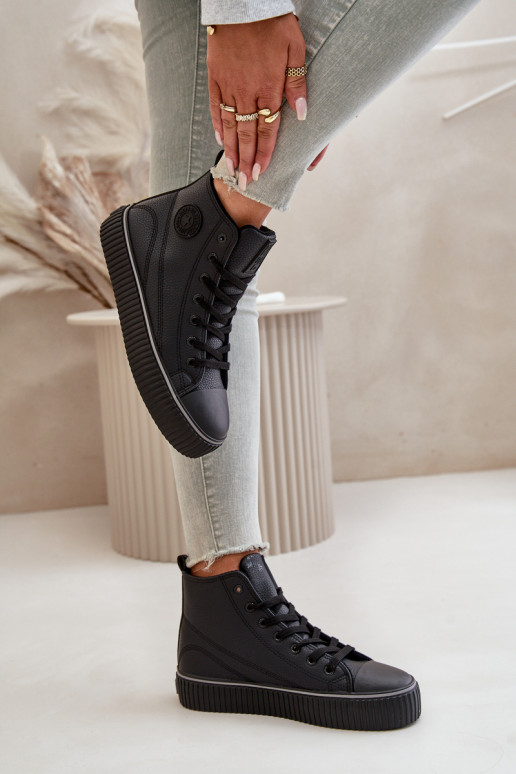 Dámské Zateplené Tenisky Z Eko Kůže Big Star OO274790 Černé