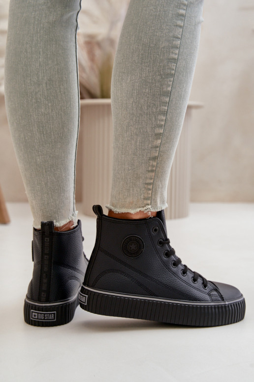 Dámské Zateplené Tenisky Z Eko Kůže Big Star OO274790 Černé