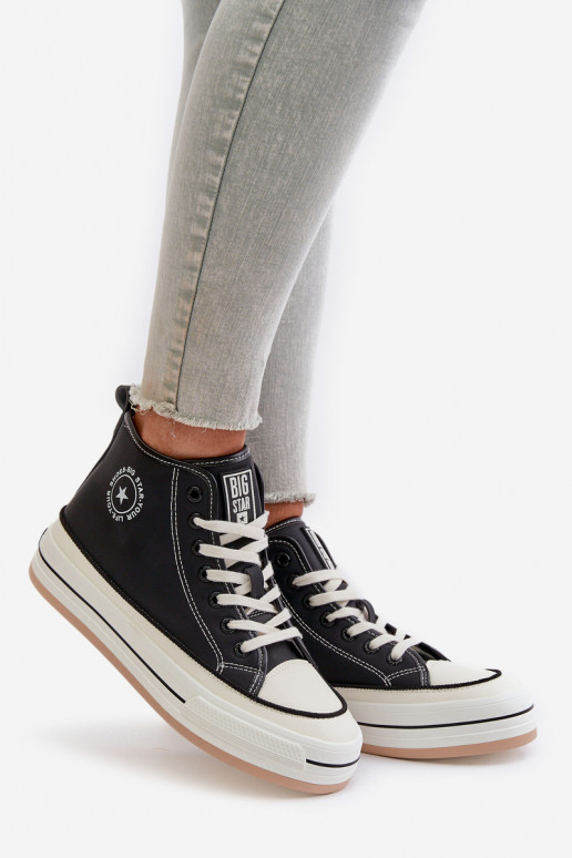 Zateplené Dámské Tenisky Na Platformě Eko Kůže Big Star OO274062 Černé