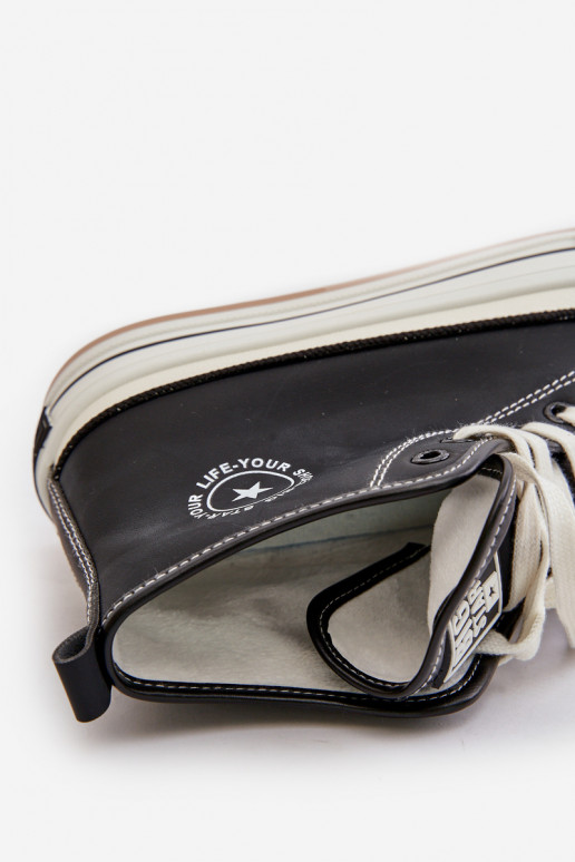 Zateplené Dámské Tenisky Na Platformě Eko Kůže Big Star OO274062 Černé