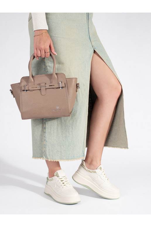 Béžová dámská kabelka se stříbrnými prvky