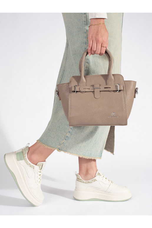Béžová dámská kabelka se stříbrnými prvky