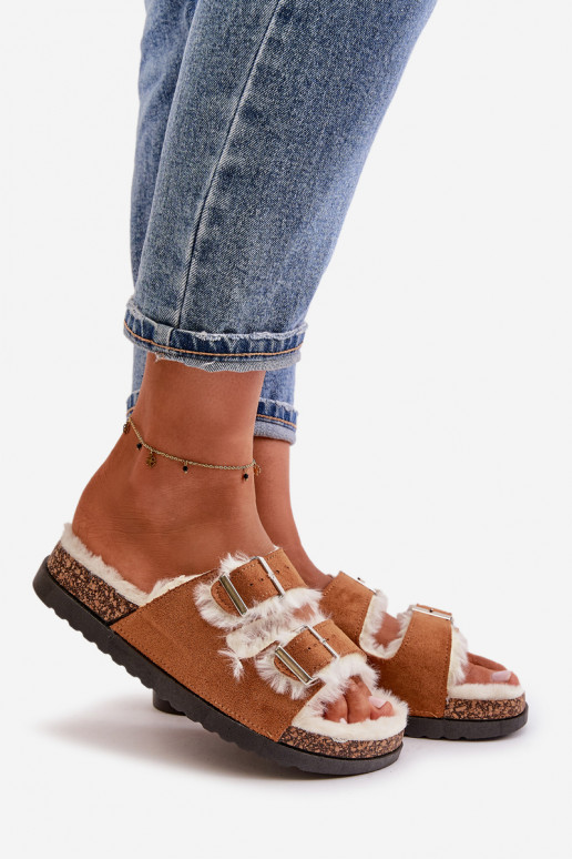 Dámské Pantofle S Přezkami A Kožíškem Camel Ezilena Dámské Pantofle S Přezkami A Kožíškem Camel Ezilena