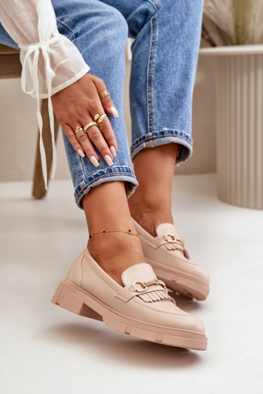 Dámské Mokasíny S Dekorací Eko Kůže Béžové Tialorae Dámské Mokasíny S Dekorací Eko Kůže Béžové Tialorae