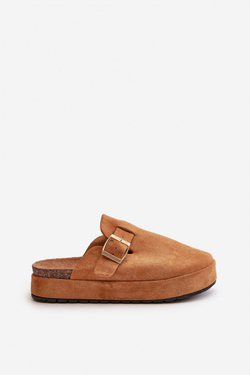 Dámské Klapky Na Platformě Se Zlatou Sponou Camel Terilaina Dámské Klapky Na Platformě Se Zlatou Sponou Camel Terilaina