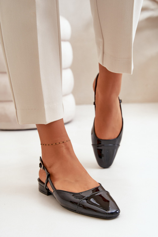 Lakované Baletky Na Nízkém Podpatku S Otevřenou Patou Černé Kairael Lakované Baletky Na Nízkém Podpatku S Otevřenou Patou Černé Kairael