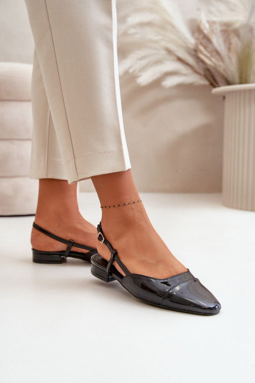 Lakované Baletky Na Nízkém Podpatku S Otevřenou Patou Černé Kairael Lakované Baletky Na Nízkém Podpatku S Otevřenou Patou Černé Kairael