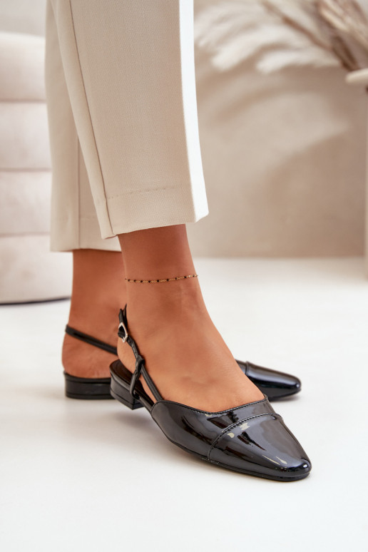 Lakované Baletky Na Nízkém Podpatku S Otevřenou Patou Černé Kairael Lakované Baletky Na Nízkém Podpatku S Otevřenou Patou Černé Kairael