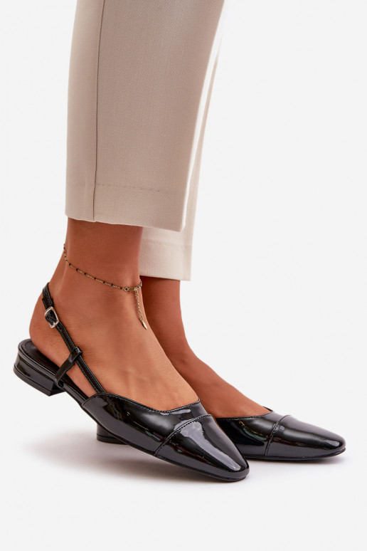 Lakované Baletky Na Nízkém Podpatku S Otevřenou Patou Černé Kairael Lakované Baletky Na Nízkém Podpatku S Otevřenou Patou Černé Kairael