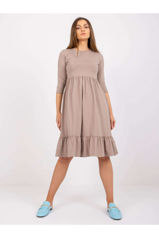 Tmavě béžové bavlněné šaty s volánem... Tmavě béžové bavlněné šaty s volánem...