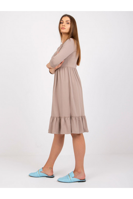 Tmavě béžové bavlněné šaty s volánem... Tmavě béžové bavlněné šaty s volánem...
