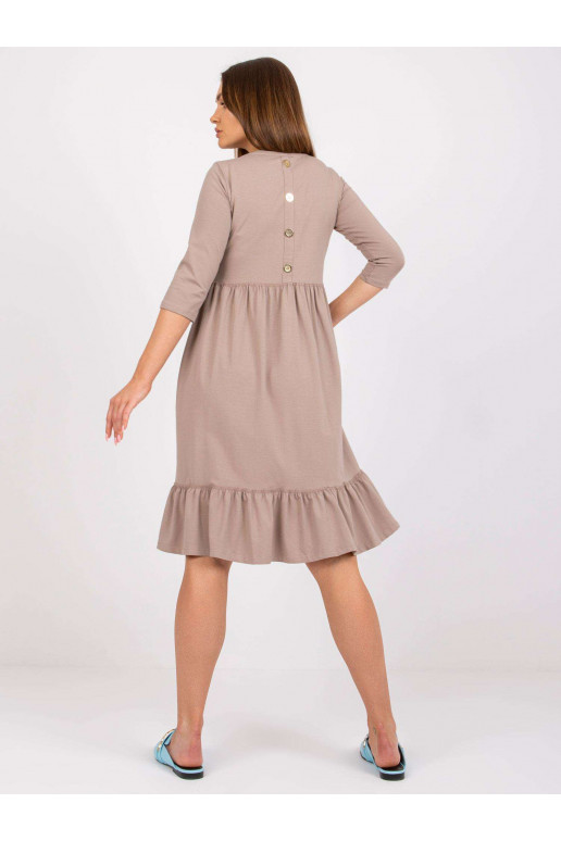 Tmavě béžové bavlněné šaty s volánem... Tmavě béžové bavlněné šaty s volánem...