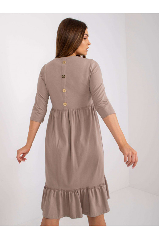 Tmavě béžové bavlněné šaty s volánem... Tmavě béžové bavlněné šaty s volánem...