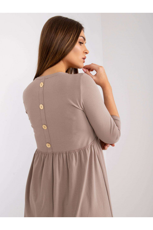 Tmavě béžové bavlněné šaty s volánem... Tmavě béžové bavlněné šaty s volánem...