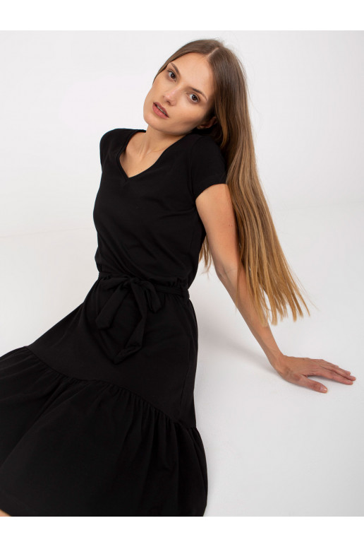 Černé basic bavlněné šaty s kravatou... Černé basic bavlněné šaty s kravatou...
