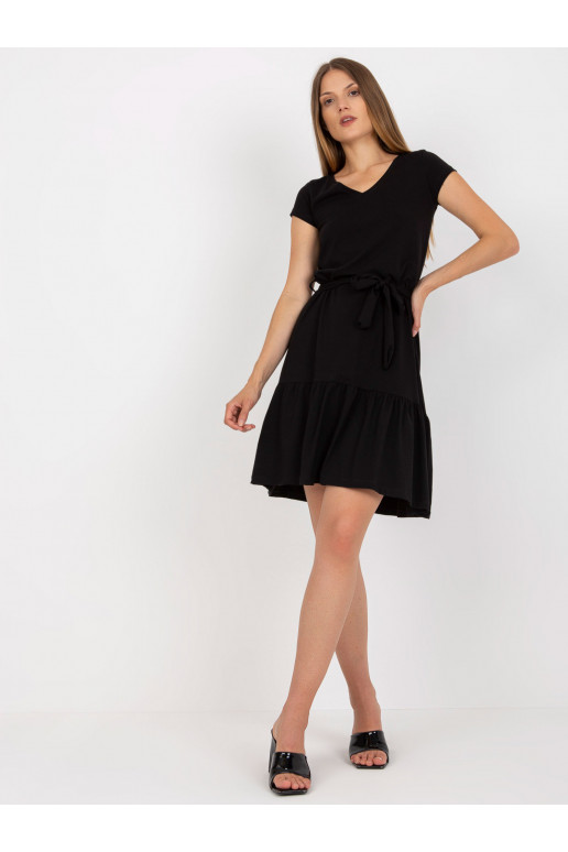 Černé basic bavlněné šaty s kravatou... Černé basic bavlněné šaty s kravatou...