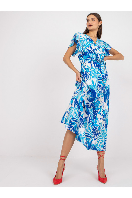 Bílomodré maxi šaty s potiskem a... Bílomodré maxi šaty s potiskem a...