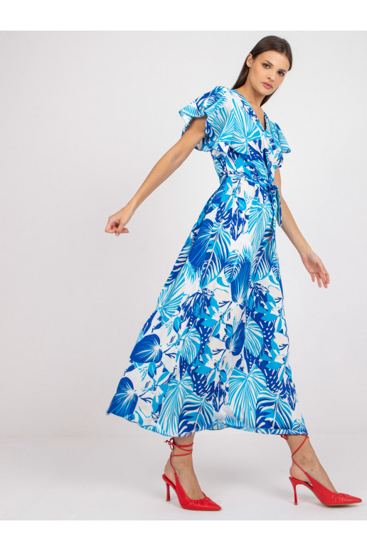 Bílomodré maxi šaty s potiskem a... Bílomodré maxi šaty s potiskem a...