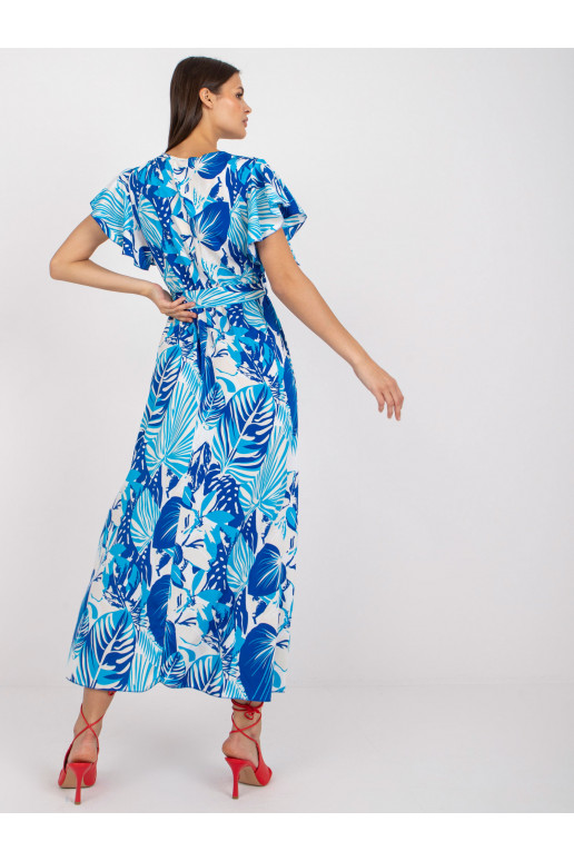 Bílomodré maxi šaty s potiskem a... Bílomodré maxi šaty s potiskem a...