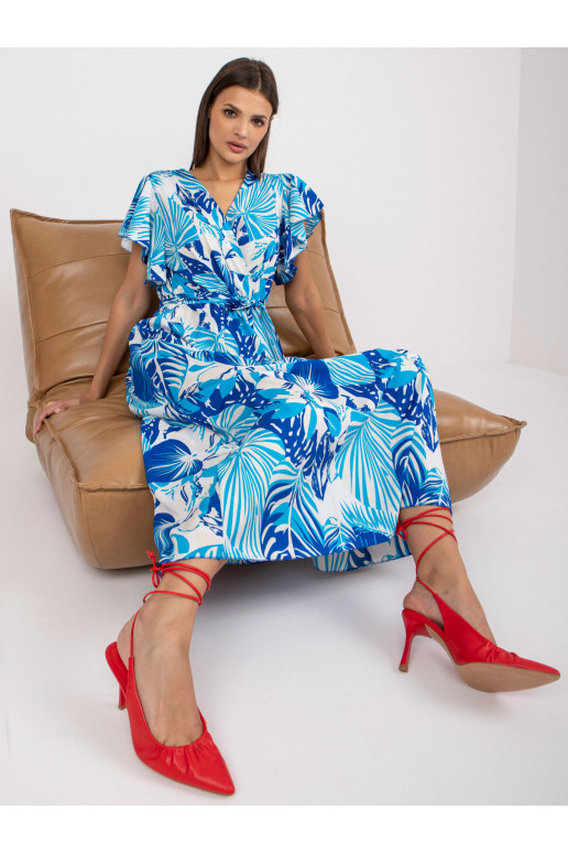 Bílomodré maxi šaty s potiskem a... Bílomodré maxi šaty s potiskem a...