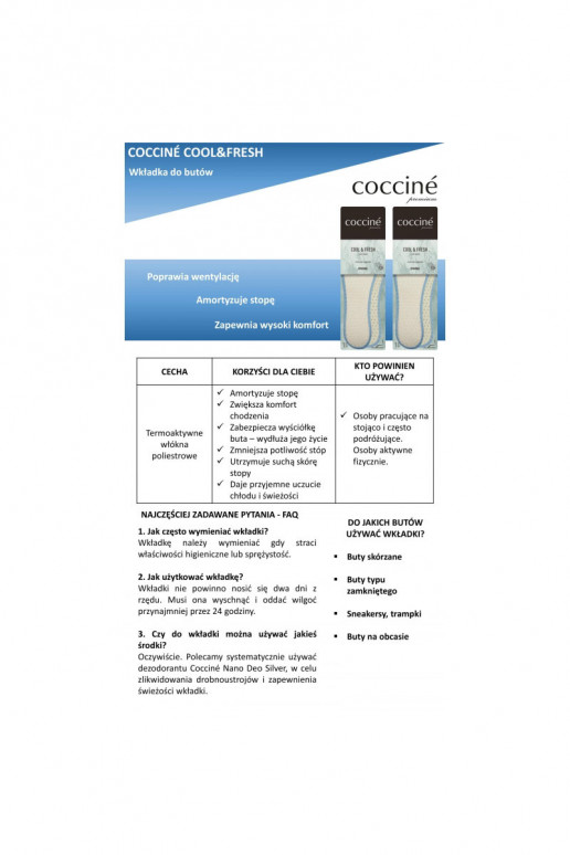 Coccine Thermoactive Insole Cool Fresh - Dry Feet Coccine Thermoactive Insole Cool Fresh - Dry Feet