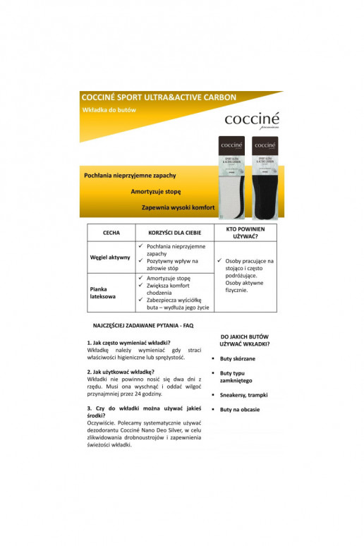 Coccine Insoles Sport Ultra With Active Carbon Coccine Insoles Sport Ultra With Active Carbon