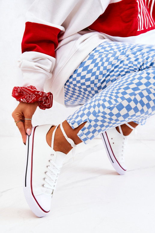 Klasikinio modelio laisvalaikio batai baltos spalvos raudonos spalvos