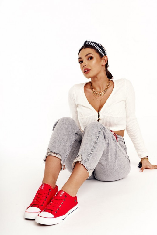  Klasikinio modelio lygiapadžiai sportbačiai Big Star DD274339 raudonos spalvos