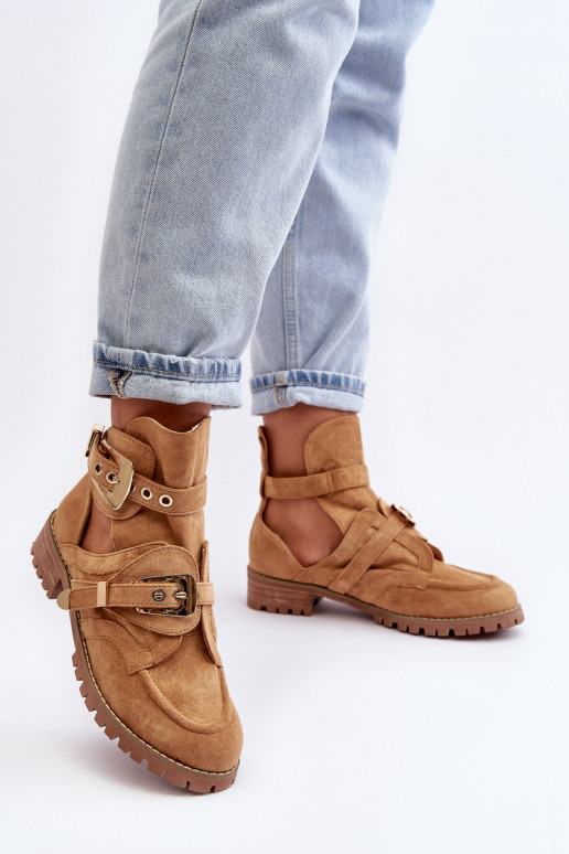 Dámské Kotníkové Boty Lu Boo Semišové s vykrojením Camel Rock Girl Dámské Kotníkové Boty Lu Boo Semišové s vykrojením Camel Rock Girl