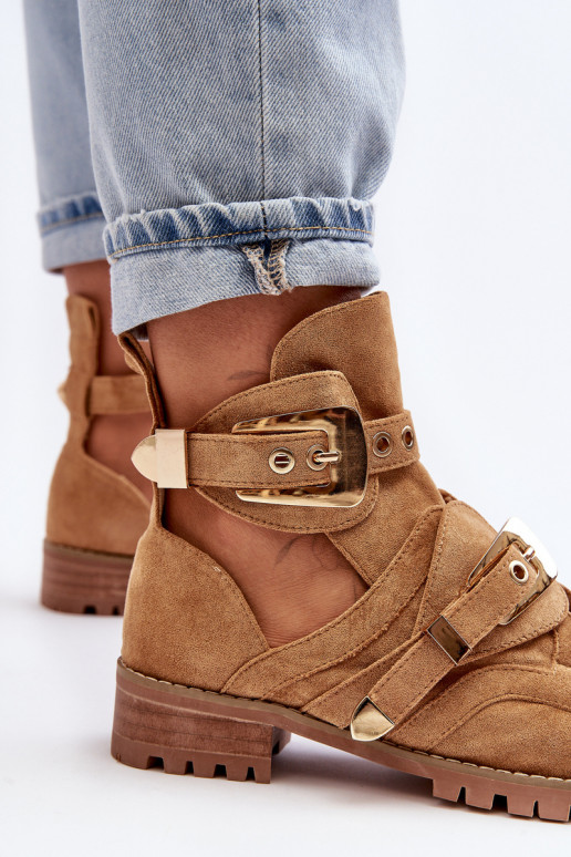 Dámské Kotníkové Boty Lu Boo Semišové s vykrojením Camel Rock Girl Dámské Kotníkové Boty Lu Boo Semišové s vykrojením Camel Rock Girl