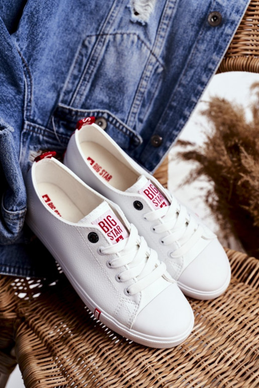 Dámské Kožené Tenisky Big Star GG274005 Bílé-červené