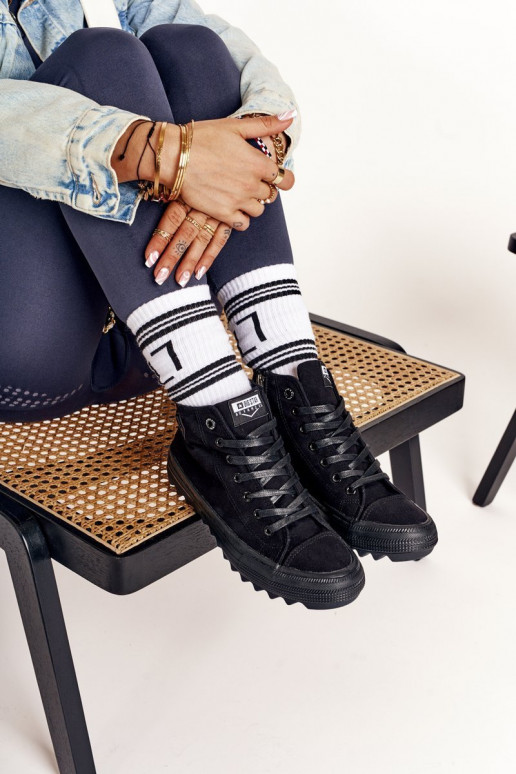  laisvalaikio batai su auliuku su plačiais padais BIG STAR FF274244 juodos spalvos