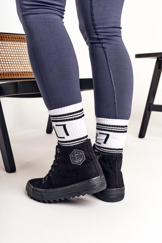  laisvalaikio batai su auliuku su plačiais padais BIG STAR FF274244 juodos spalvos