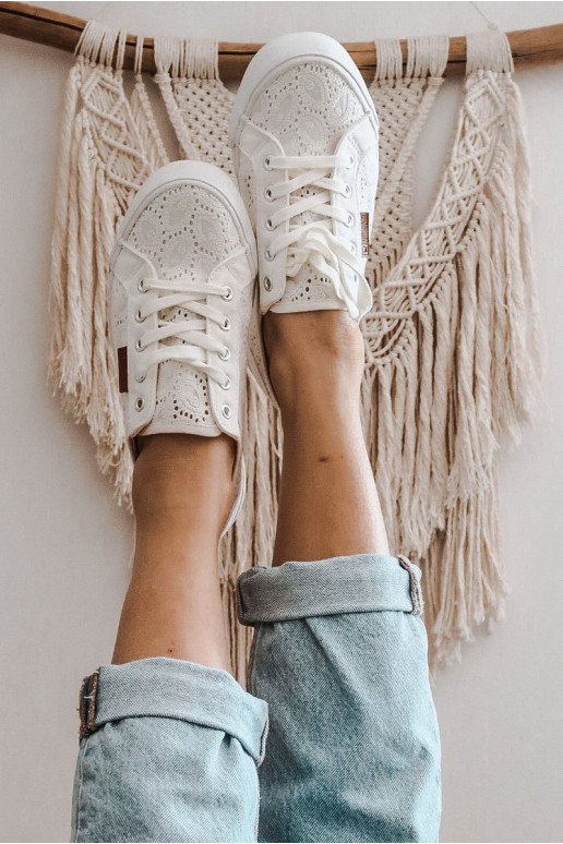 Dámské Krajkové Tenisky BIG STAR W274925 Bílé