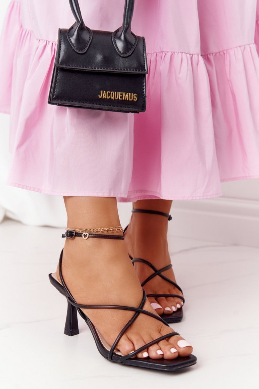 basutės su plonais kulniukais  S.Barski C420-11 juodos spalvos