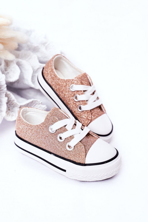 Vaikiški slaisvalaikio batai rausvo aukso spalvos Bling-Bling Vaikiški slaisvalaikio batai rausvo aukso spalvos Bling-Bling