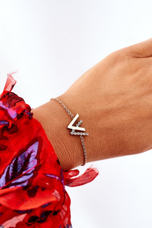 Náramek Na řetízku Se Zirkony Růžové Zlato Náramek Na řetízku Se Zirkony Růžové Zlato