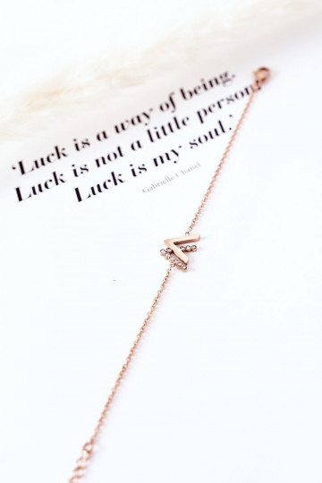 Náramek Na řetízku Se Zirkony Růžové Zlato 2