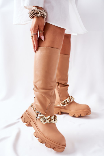 ilgaauliai batai rudos spalvos Cecina