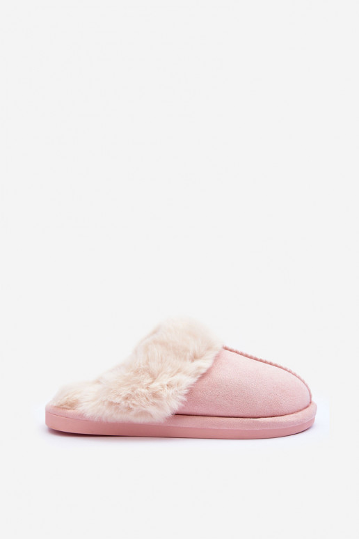 Dámské Pantofle s Kožešinou Růžové Pinky