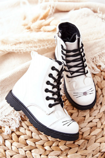 Zateplené vysoké Boty Se Zipem Bílé Mousie 2