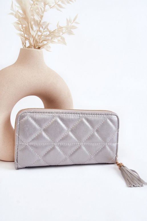 Didelė piniginė su dygsniais  sidabro spalvos Jeffrey