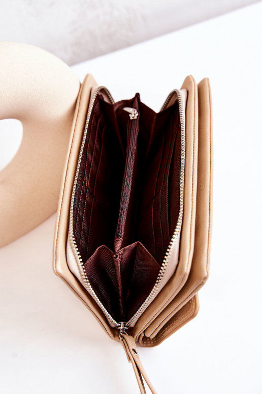 Didelė piniginė su užtrauktukais dramblio kaulo spalvos Loreaine