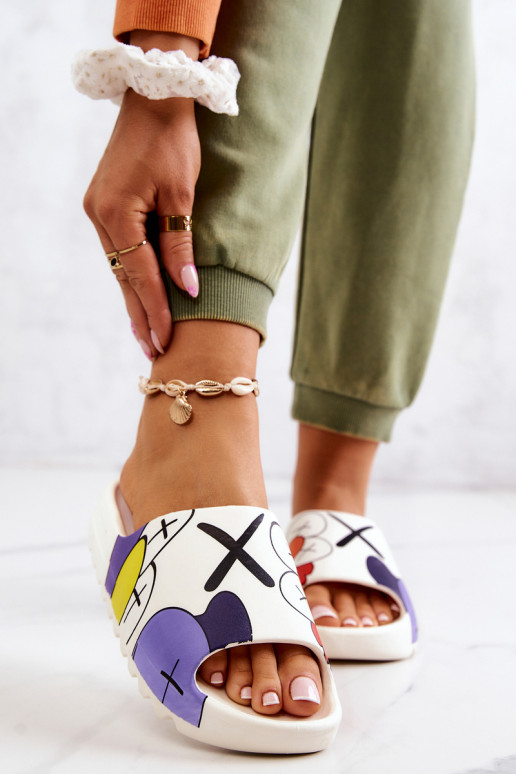 Gumové pantofle s potiskem Bílý Monsters