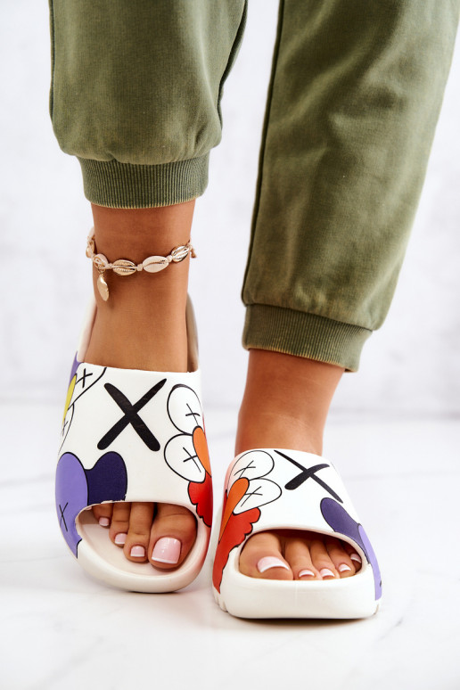 Gumové pantofle s potiskem Bílý Monsters