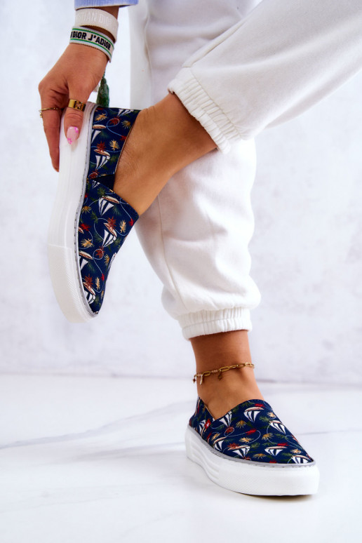 Sportbačiai Slip On Memory Foam Big Star JJ276016 tamsiai mėlynos spalvos  Sportbačiai Slip On Memory Foam Big Star JJ276016 tamsiai mėlynos spalvos