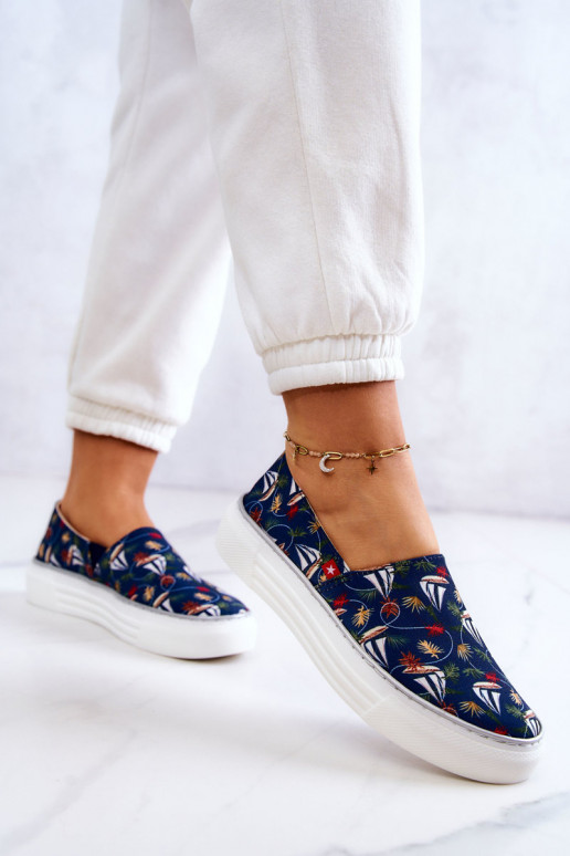 Sportbačiai Slip On Memory Foam Big Star JJ276016 tamsiai mėlynos spalvos  Sportbačiai Slip On Memory Foam Big Star JJ276016 tamsiai mėlynos spalvos